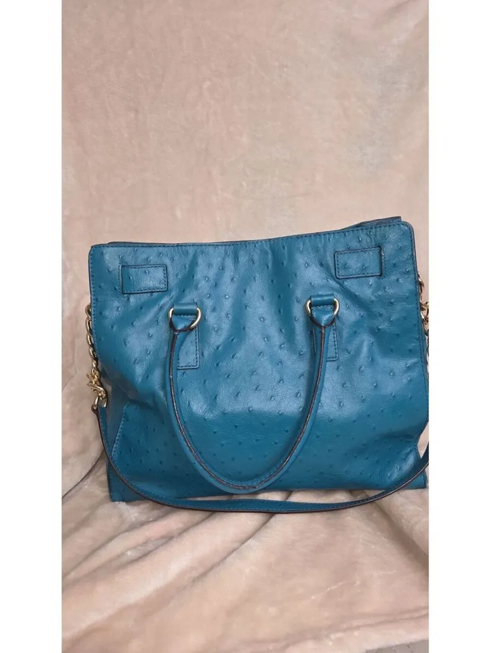 65. Michael Kors Blue/Teal Ostrich Hamilton